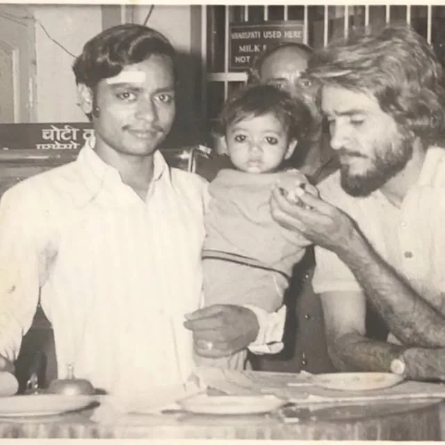 Old black and white photo of actor Mac Mohan at Chotiwala Restaurant